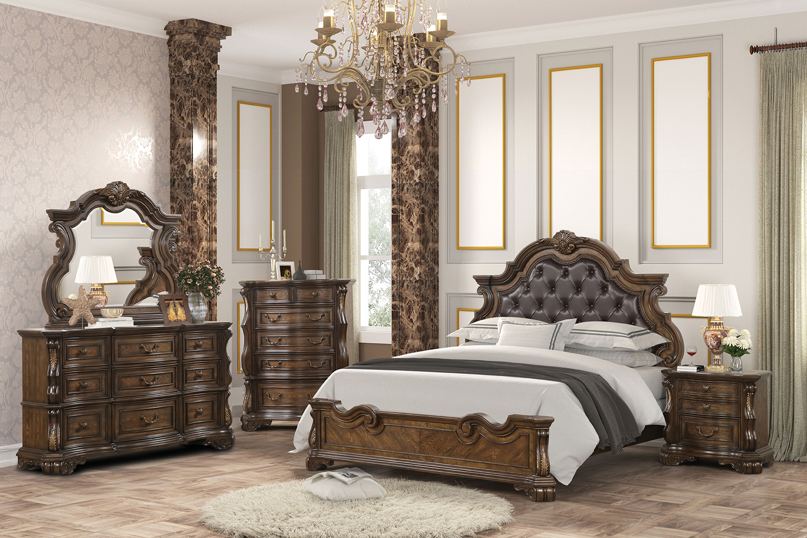 Furniture of America Leovanni 4 Pc Queen Bedroom Set