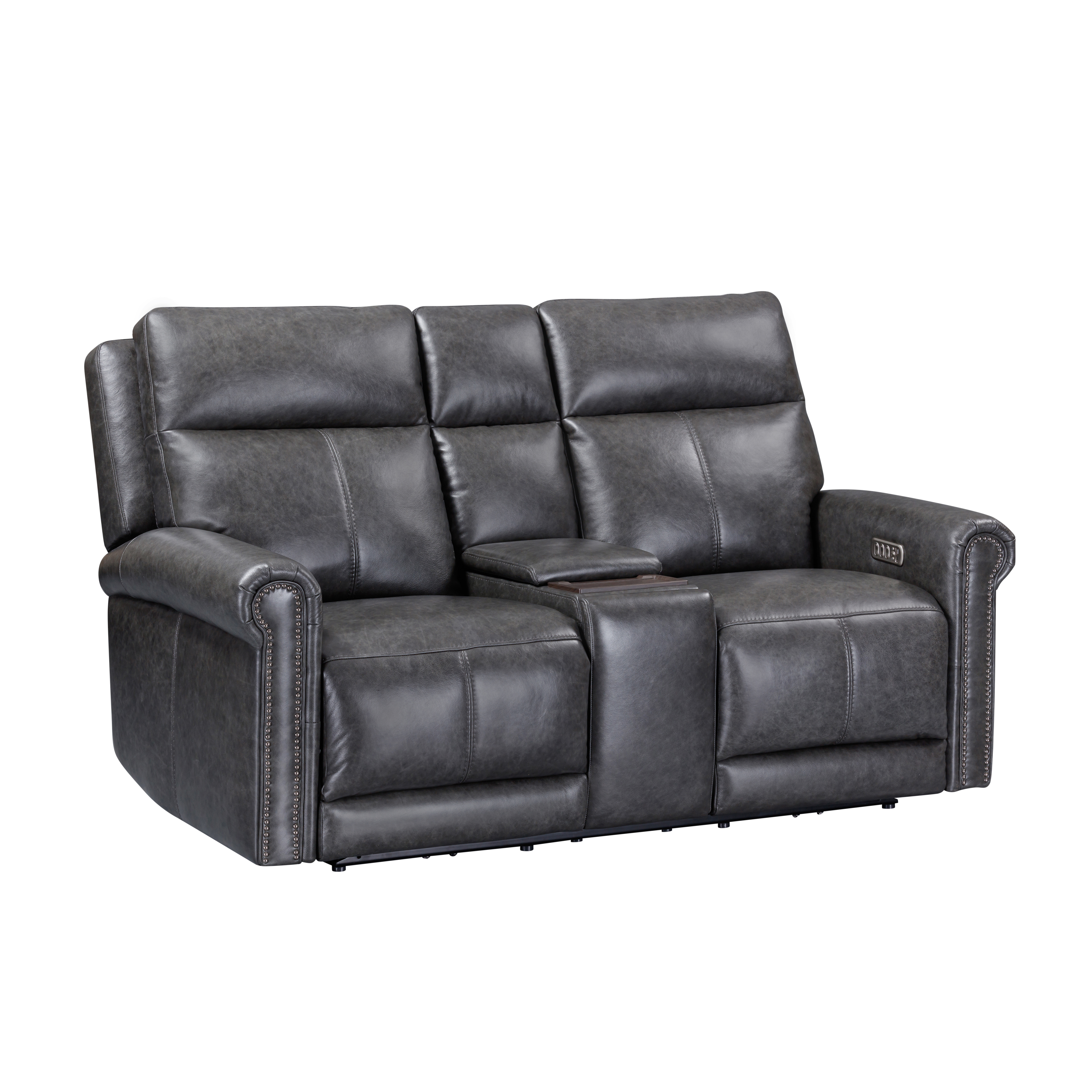Flexsteel Alexander Power Reclining Loveseat with Console, Power Headrest & Lumbar