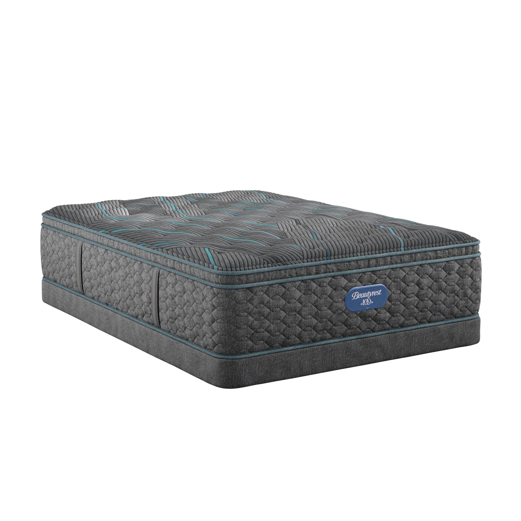 Beautyrest Beautyrest Level Two Plush Pillow Top Mattress Low Profile Set -Cal King