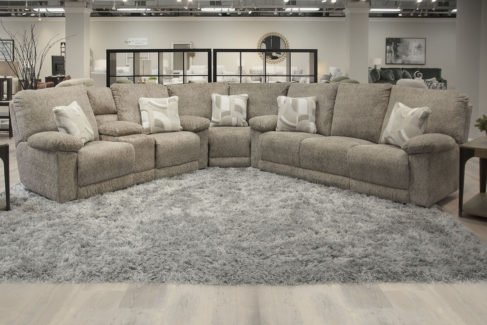 Catnapper Beacon Power Lay Flat Triple Reclining Sofa W/Dropdown Table/Storage Arm/Extended Ottoman