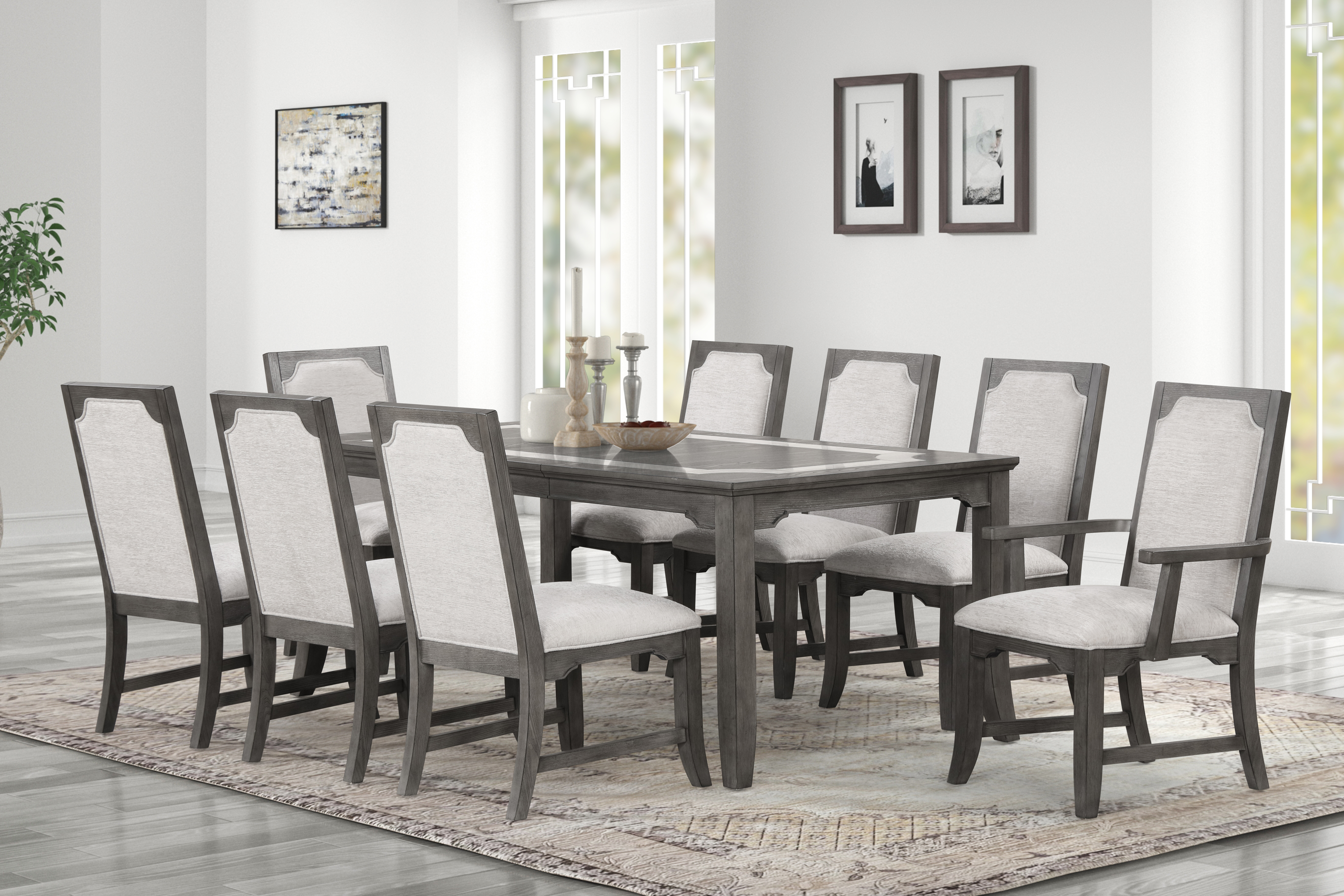New Classic Home Furnishings Lisbon Dining Arm Chair (2 Per Carton)-Gray