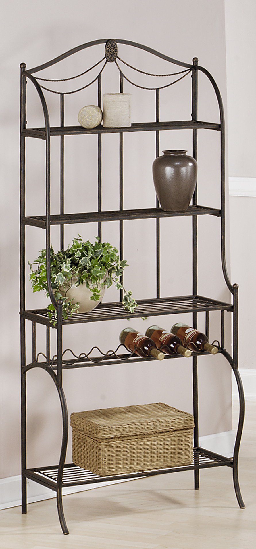 Hillsdale Furniture Camelot Metal Baker's Rack - Black Gold