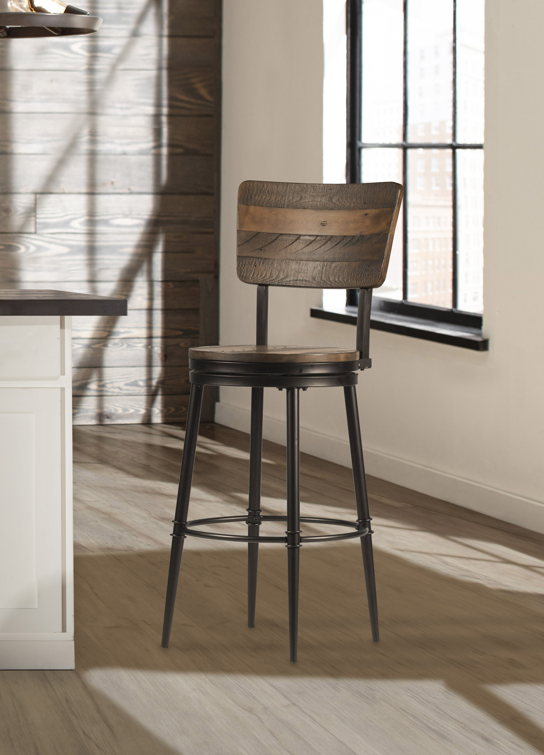 Hillsdale Furniture Jennings Metal Stool - Bar - Distressed Walnut