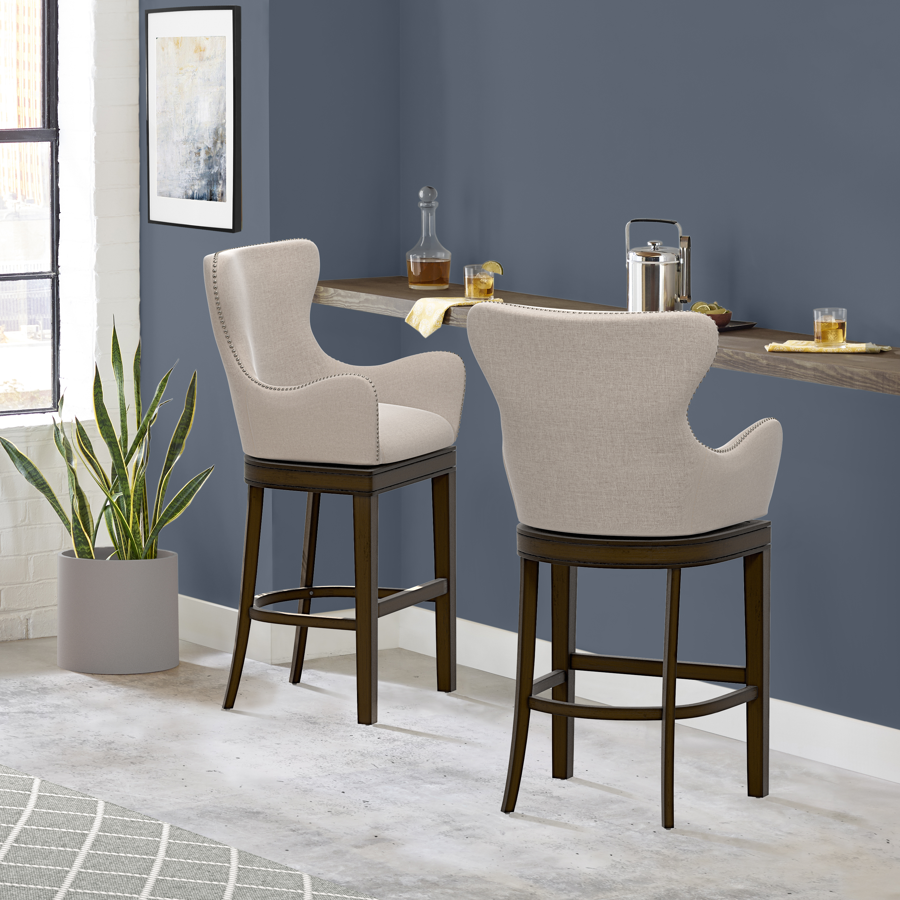 Hillsdale Furniture Caydena Wood Stool - Bar - Rustic Gray - Cream