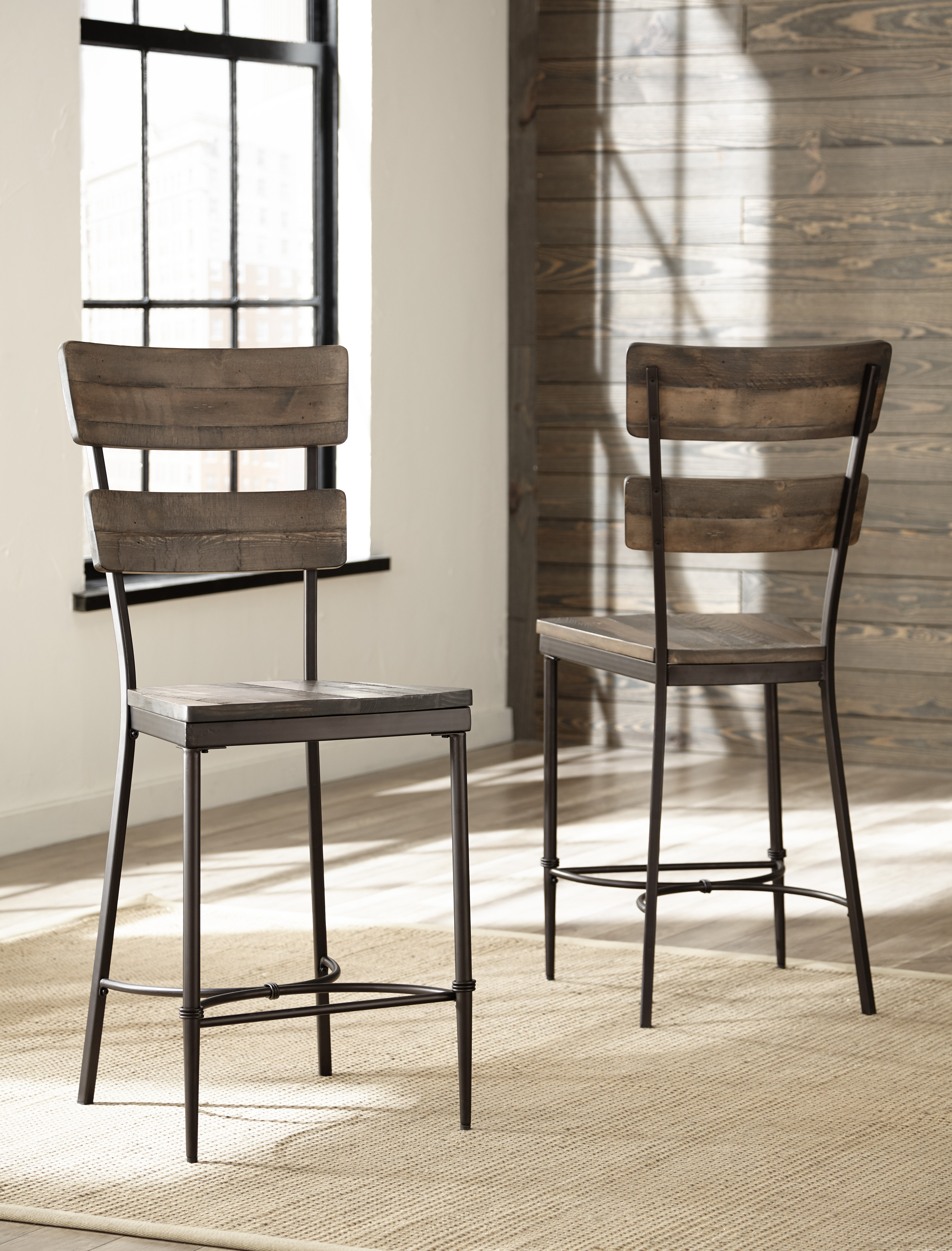 Hillsdale Furniture Jennings Metal Stool, Set of 2 - Bar - Distressed Walnut