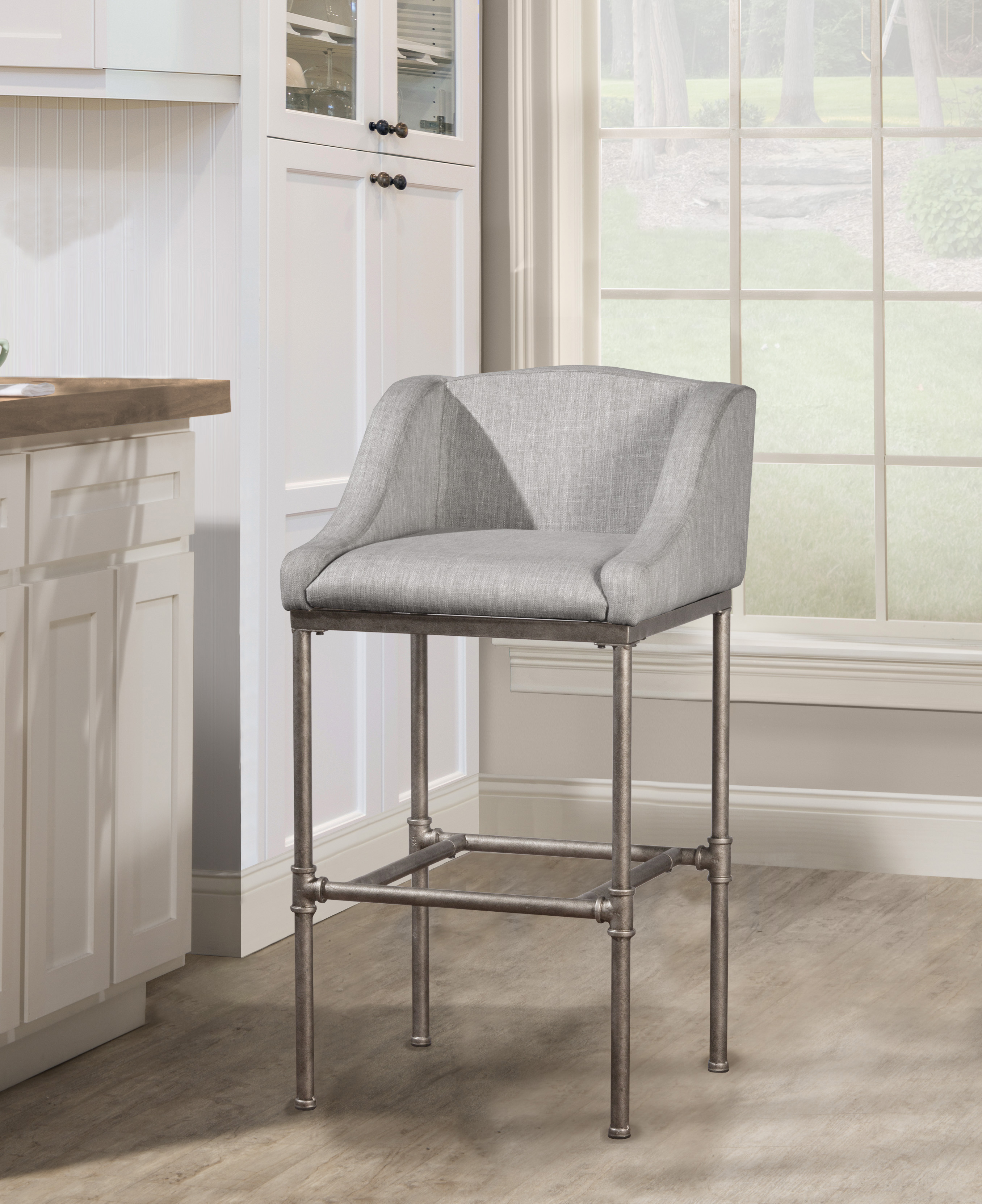 Hillsdale Furniture Dillon Metal Stool - Bar - Textured Silver - Light Gray