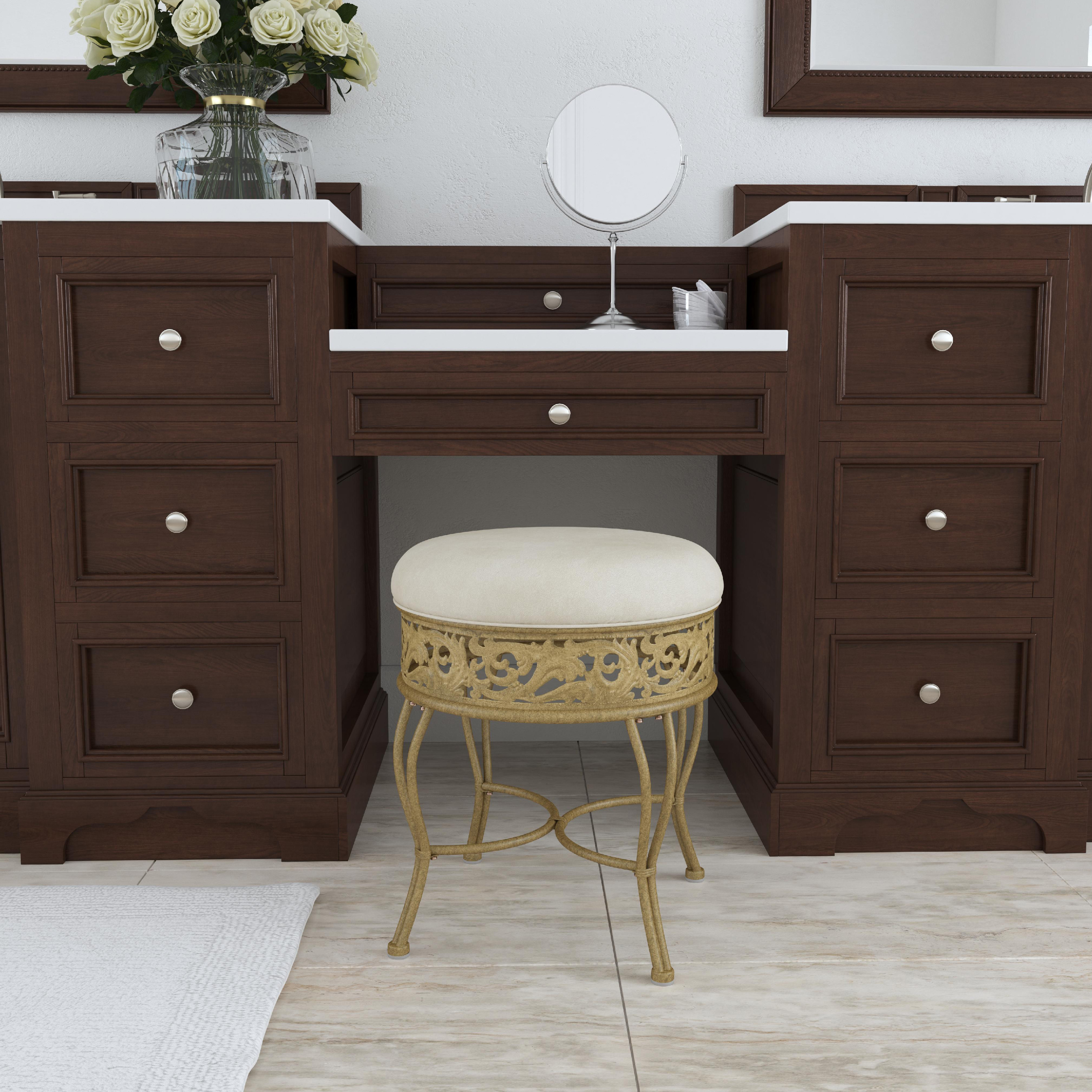 Hillsdale Furniture Villa III Metal Vanity Stool - Antique Beige