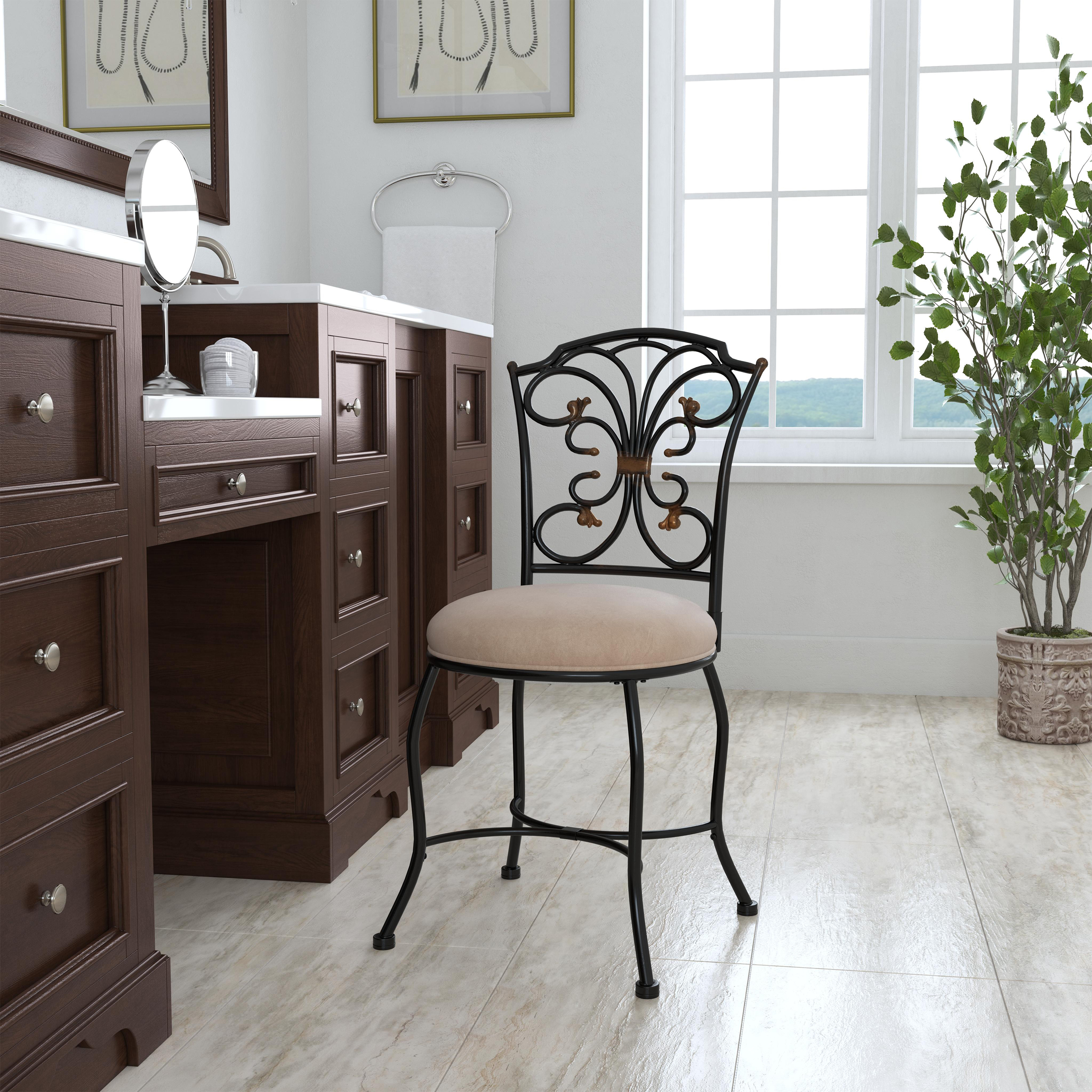Hillsdale Furniture Sparta Metal Vanity Stool - Black Gold