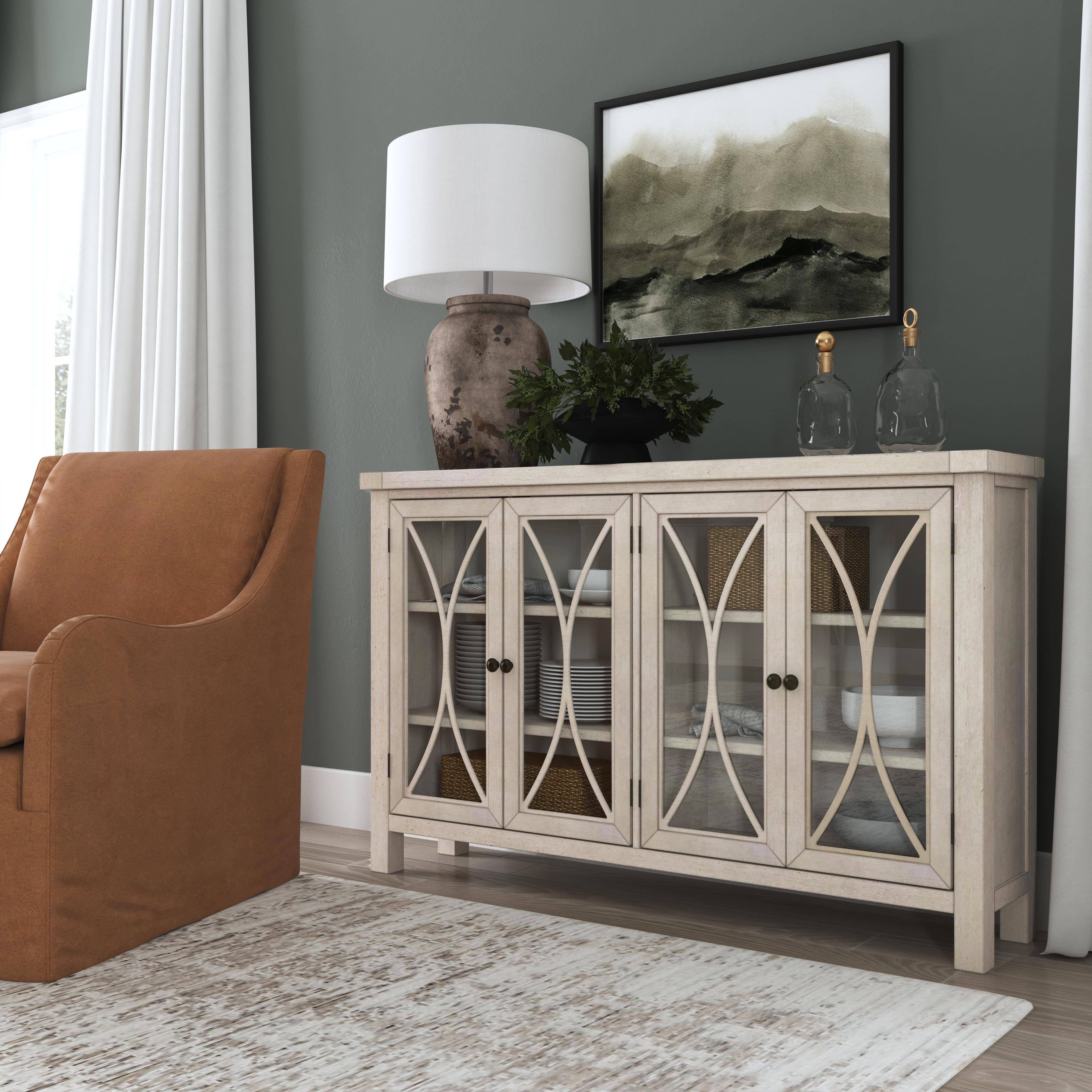 Hillsdale Furniture Bayside Wood Cabinet - Antique White - 4 Door
