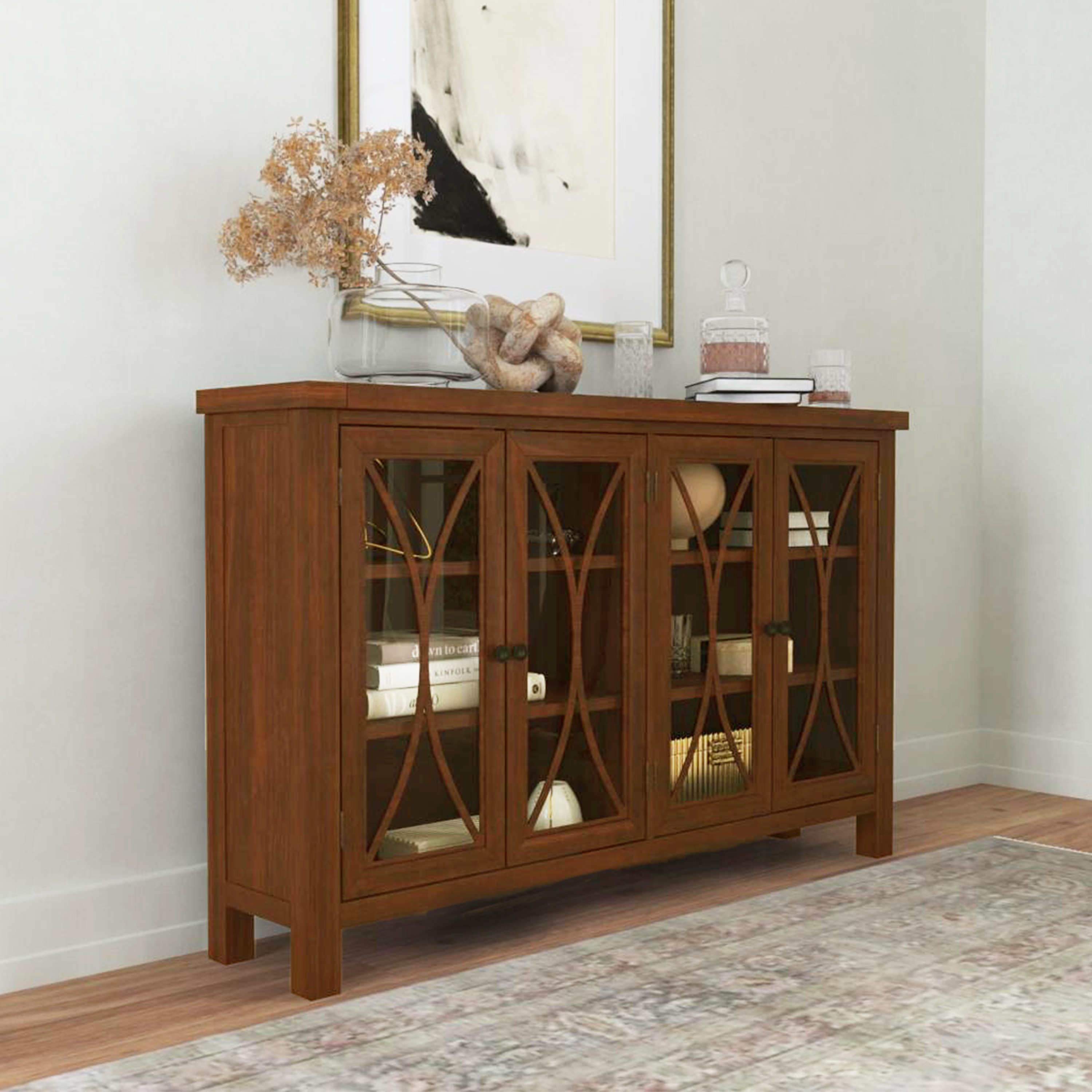 Hillsdale Furniture Bayside Wood Cabinet - Rustic Mahogany - 4 Door
