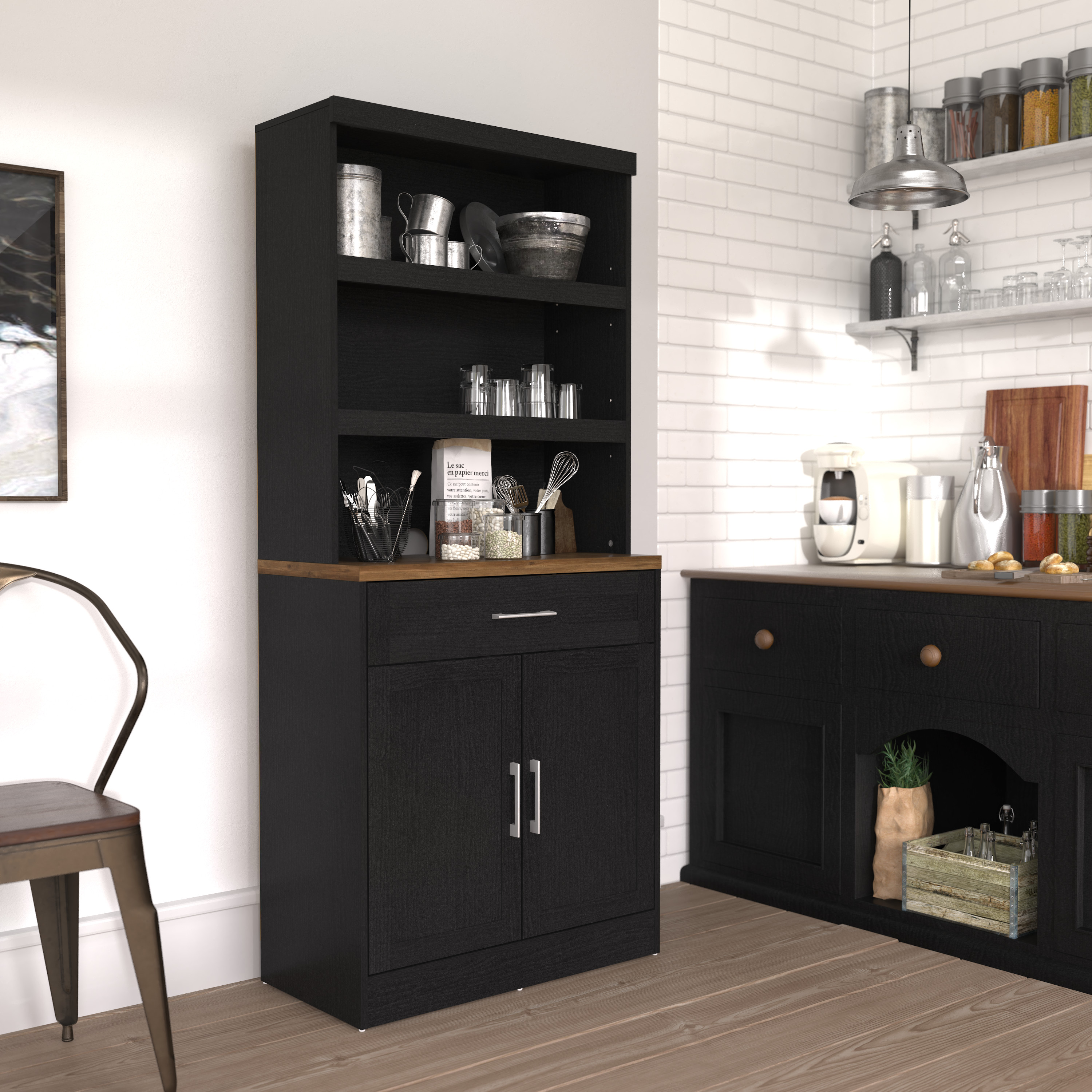 Hillsdale Furniture Lancaster Wood China Cabinet - Black Oak