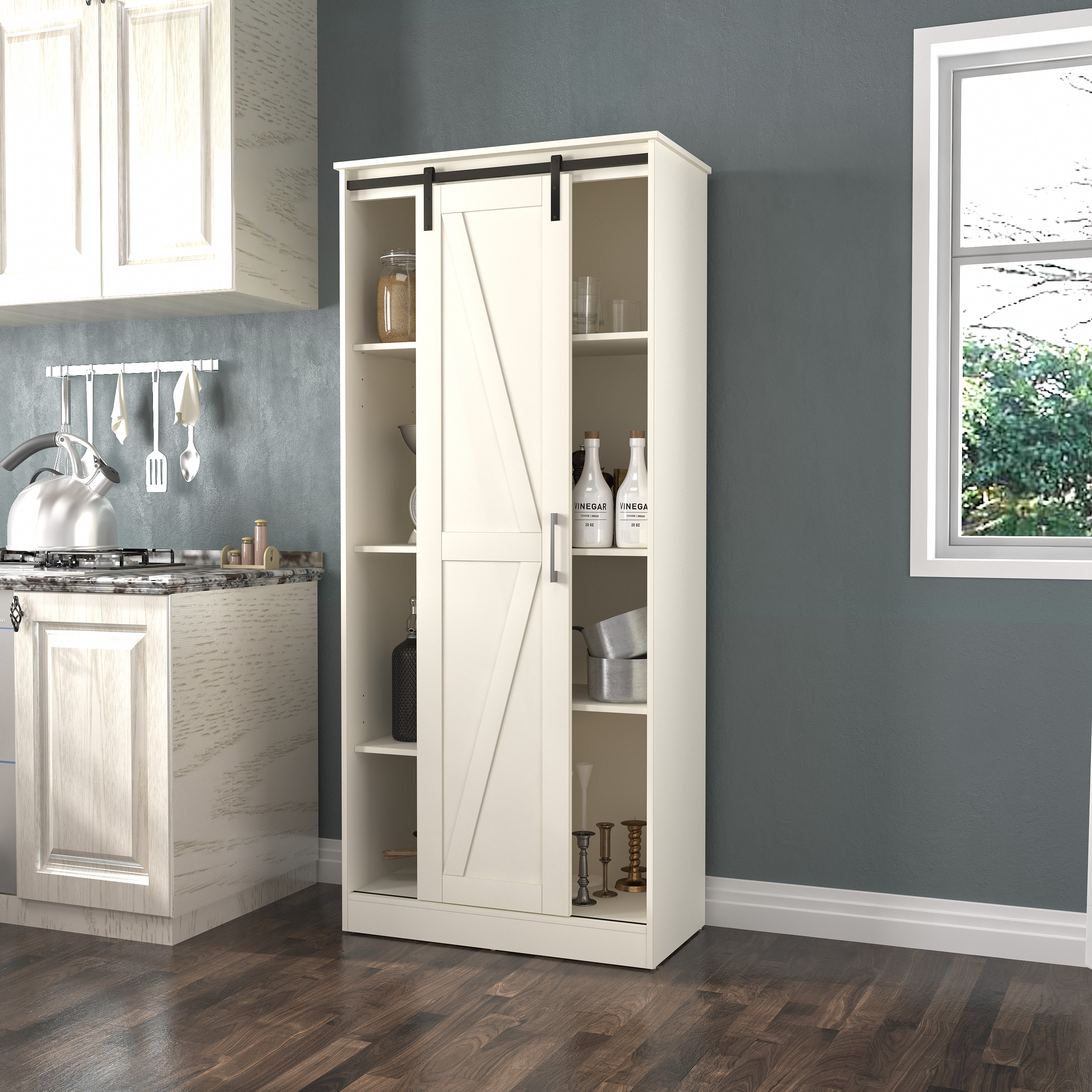 Hillsdale Furniture Shelton Wood Kitchen Pantry - Ivory