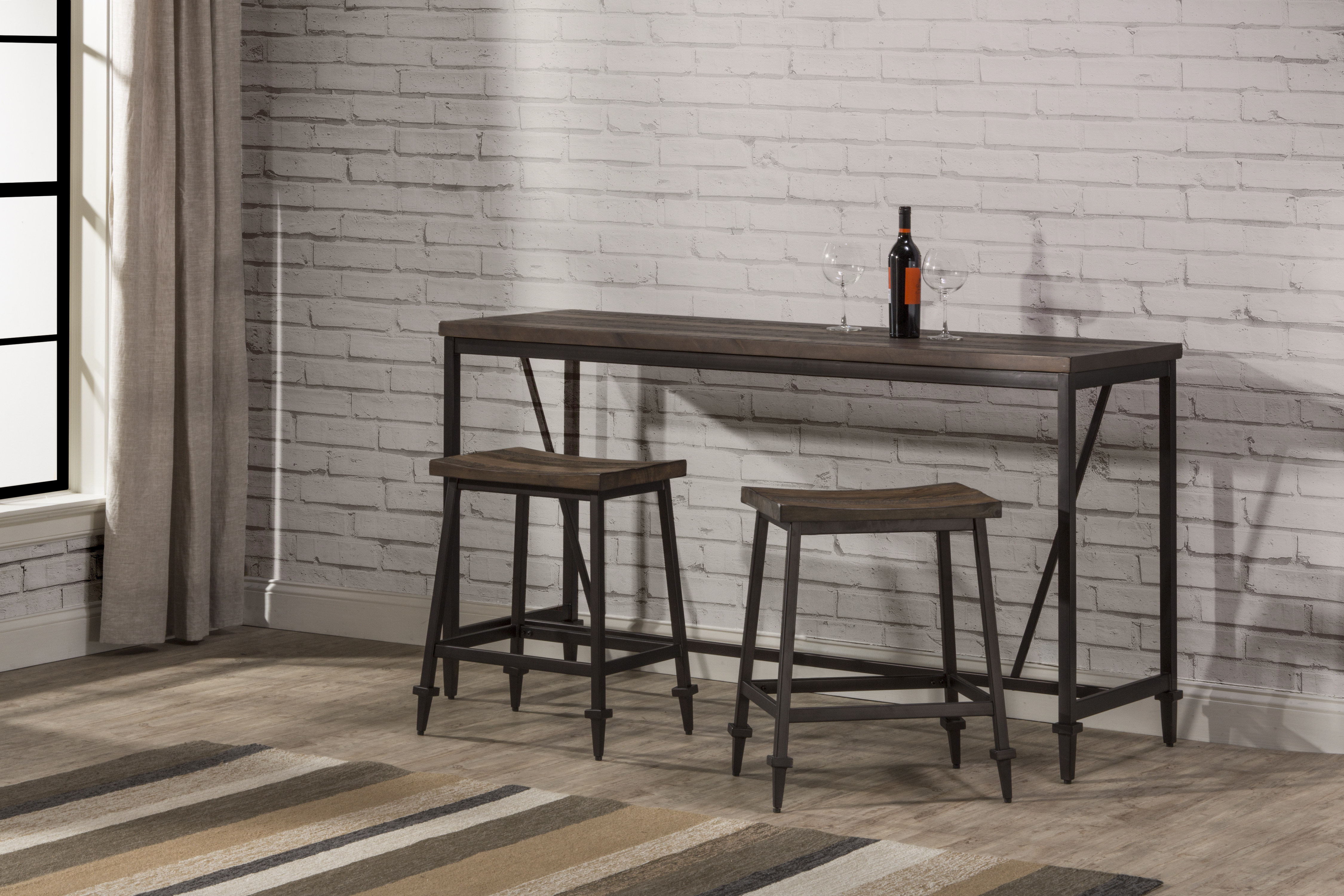 Hillsdale Furniture Trevino Metal Dining Set - Distressed Walnut