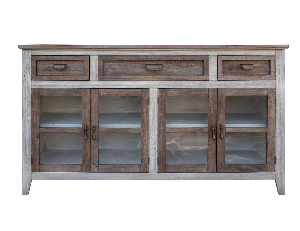 International Furniture Sahara 3 Drawer 4 Glass Door Console