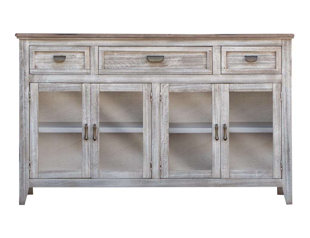 International Furniture Sahara 3 Drawer 4 Glass Door Console