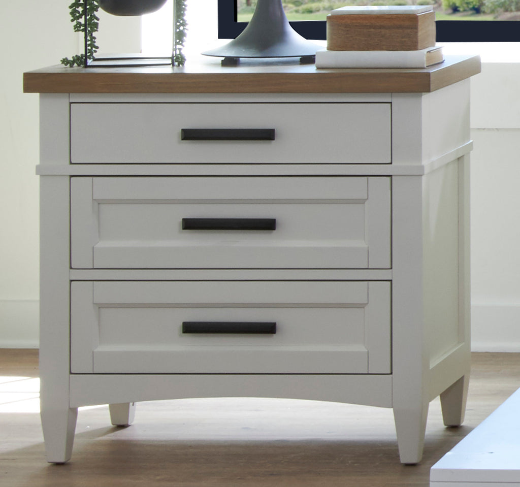 Parker House Americana Modern Bedroom 3 Drawer Nightstand With Charging Station