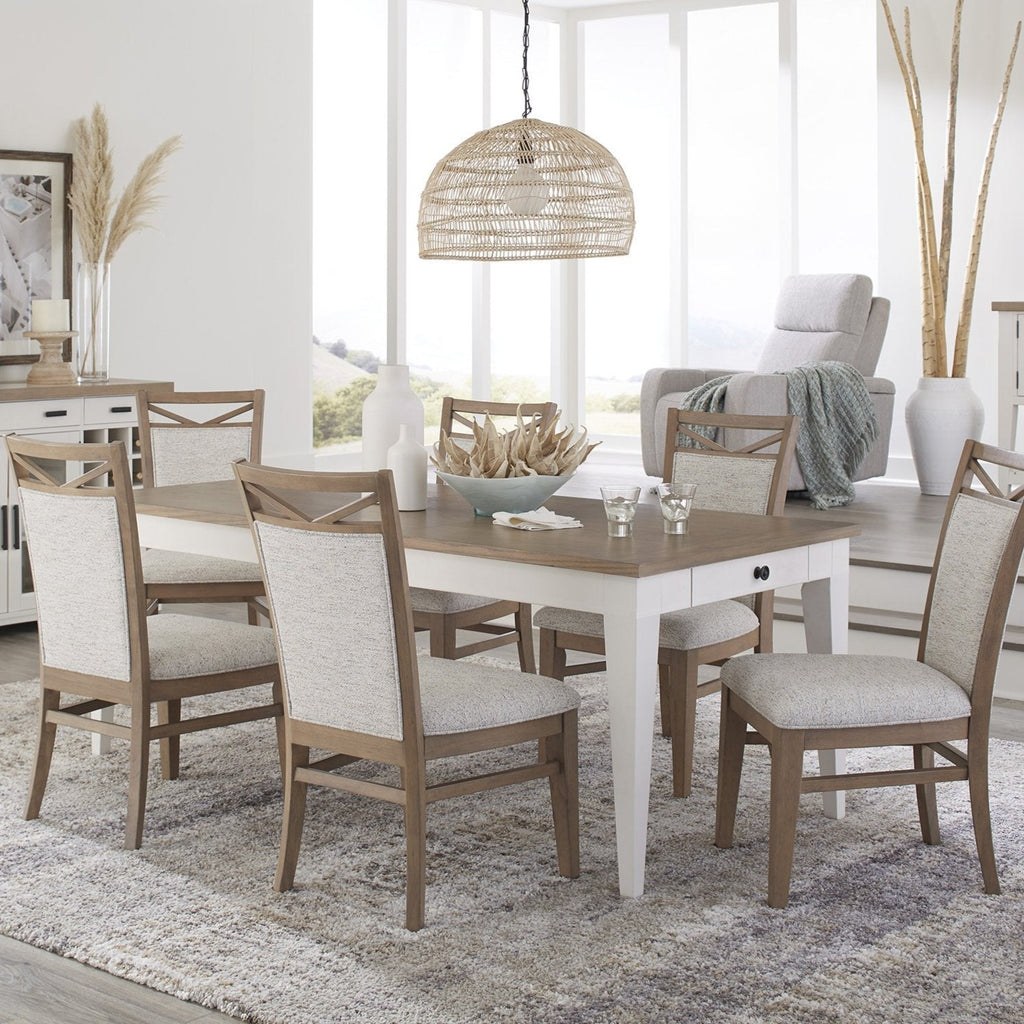 Parker House Americana Modern Dining Rectangular Extendable Dining Table with 6 Upholstered Dining Chairs