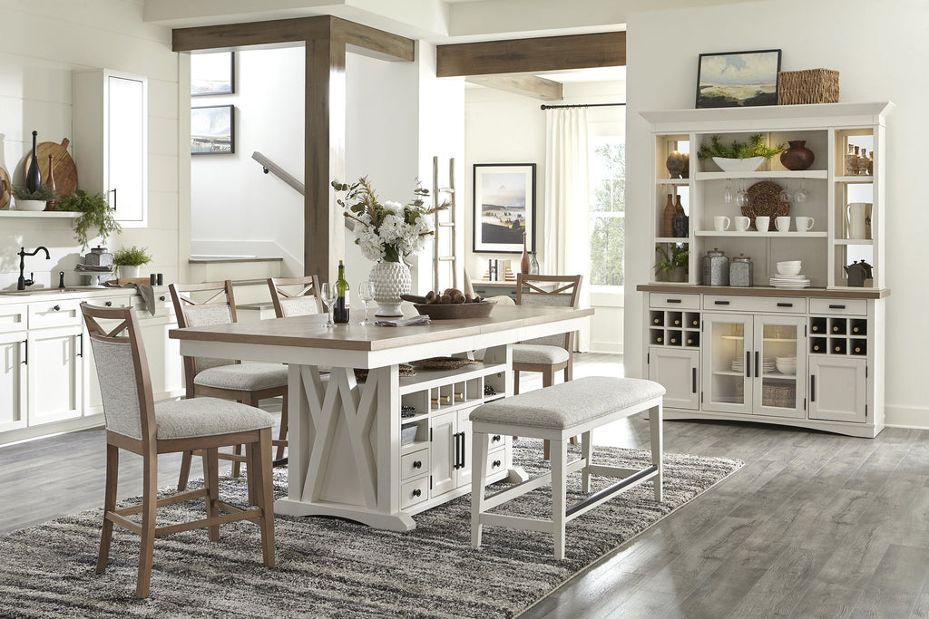 Model: DAME#72CH-2-COT | Parker House Americana Modern Dining 72 In. Island Counter-Height Extendable Dining Table