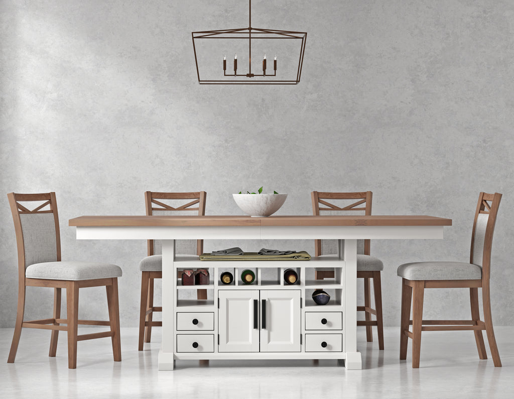 Model: DAME#72CH-2-COT | Parker House Americana Modern Dining 72 In. Island Counter-Height Extendable Dining Table