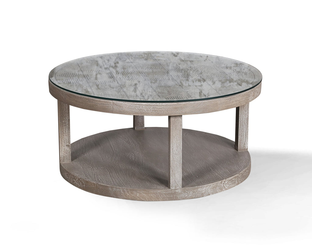 Parker House Crossings Serengeti Round Cocktail Table With Glass Top
