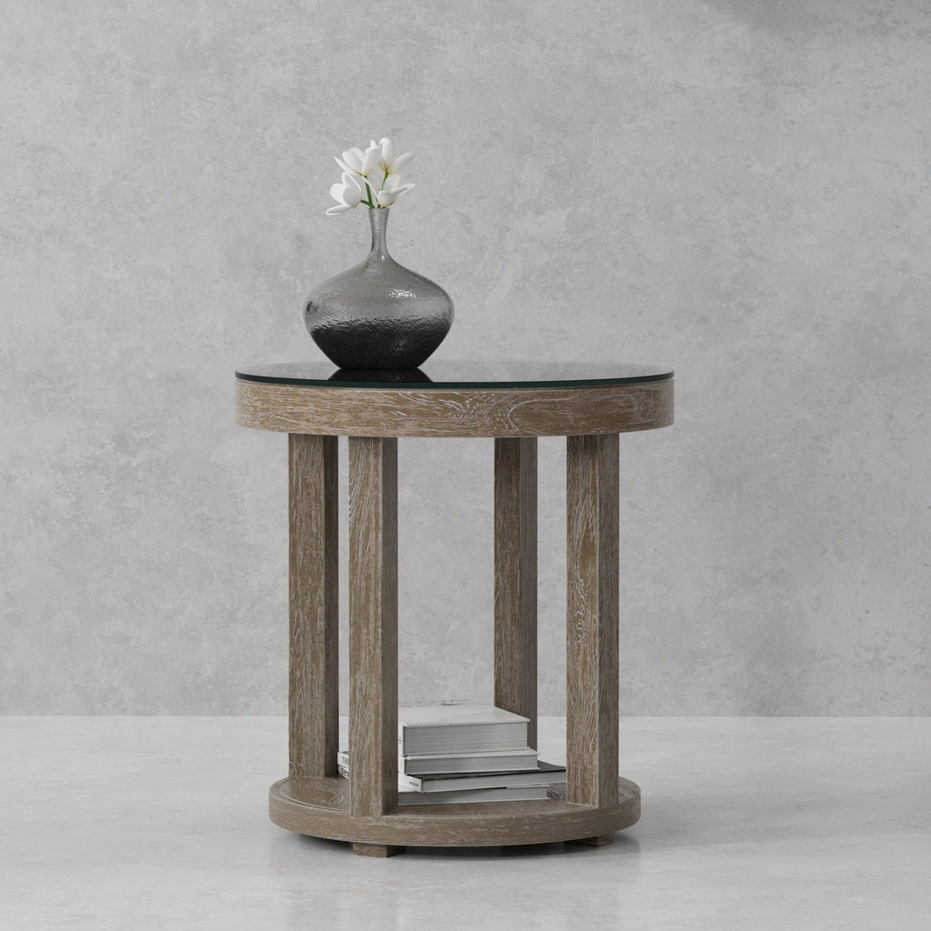 Parker House Crossings Serengeti Round End Table With Glass Top