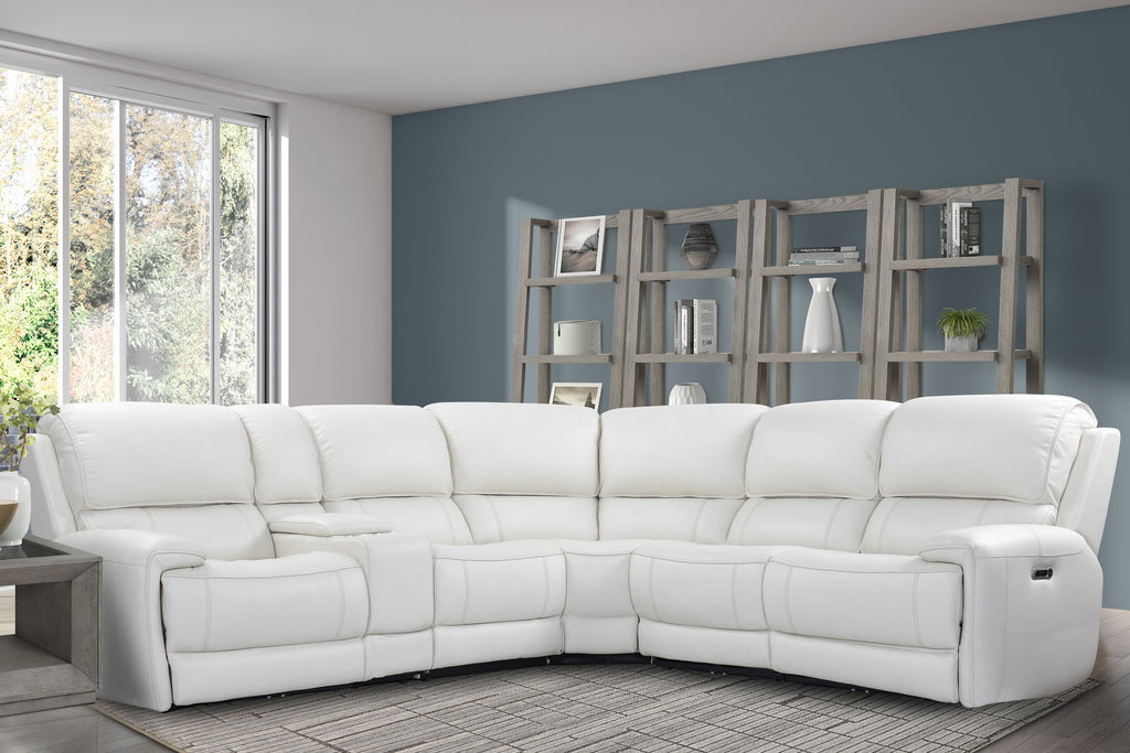 Parker House Empire - Verona Ivory 6pc Modular Power Reclining Sectional With Power Adjustable Headrests