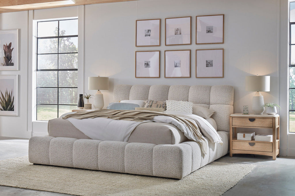 Model: BESC#9000-3-FYRR | Parker House Escape - Fluffy River Rock King Upholstered Bed