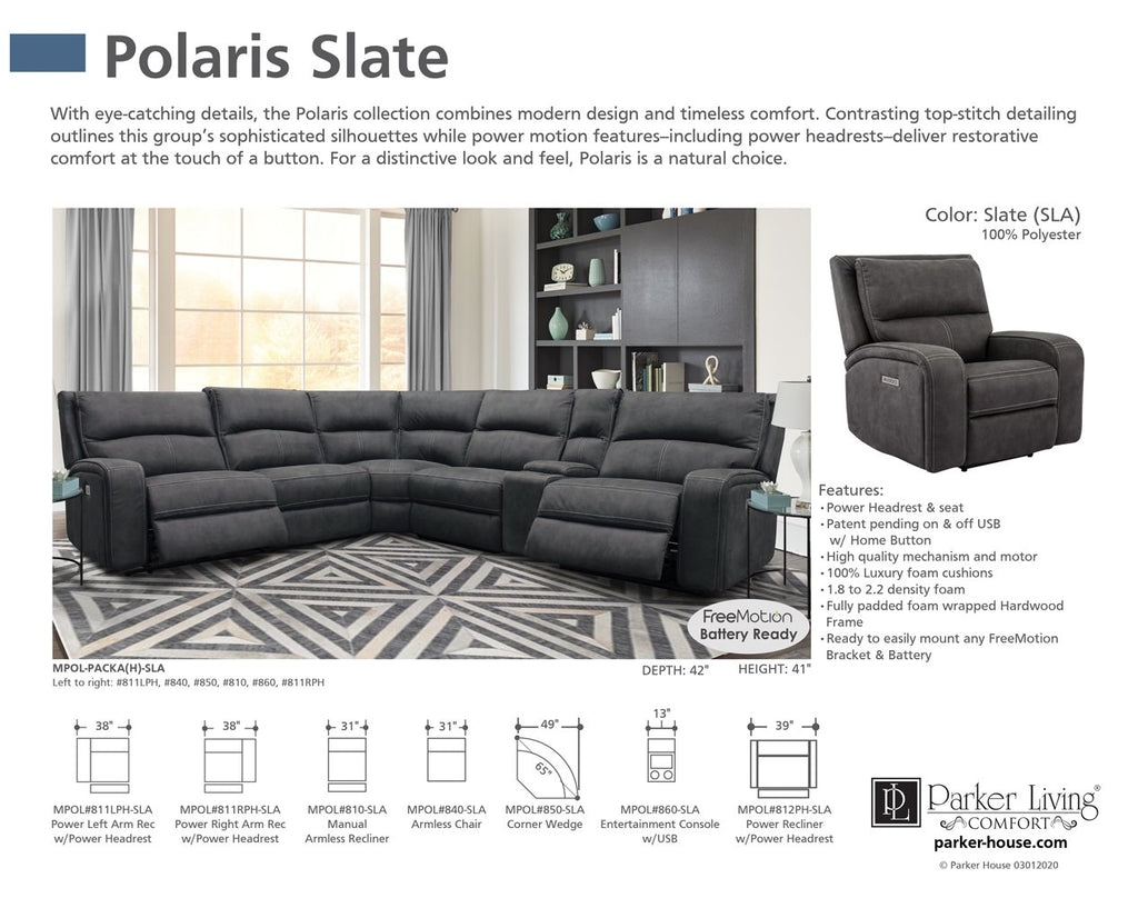 Model: MPOL-PACKA(H)-SLA | Parker House Polaris - Slate 6pc Package A (811lph, 810, 850, 840, 860, 811rph)