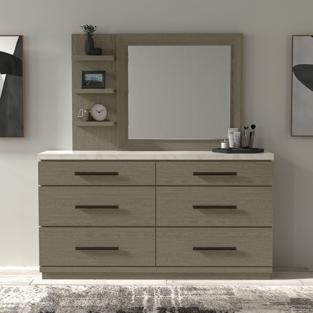 Parker House Pure Modern Bedroom 6 Drawer Dresser And Mirror
