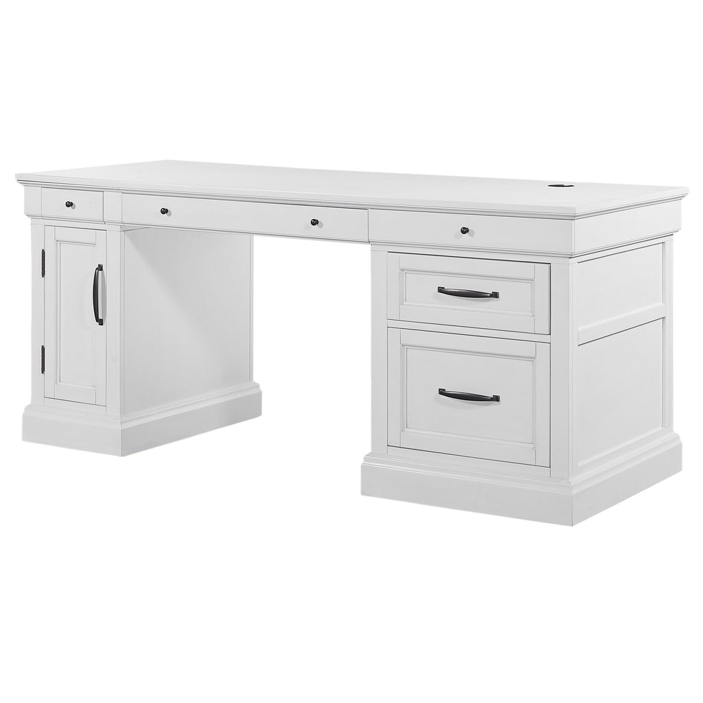 Model: SHO#480-3-EFW | Parker House Shoreham - Effortless White Pedestal Desk (sho#480, Sho#481 & Sho#482)