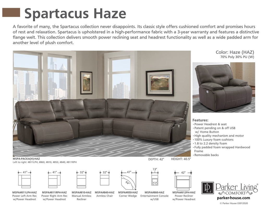 Model: MSPA-PACKA(H)-HAZ | Parker House Spartacus - Haze 6pc Package A (811lph, 810, 850, 840, 860, 811rph)
