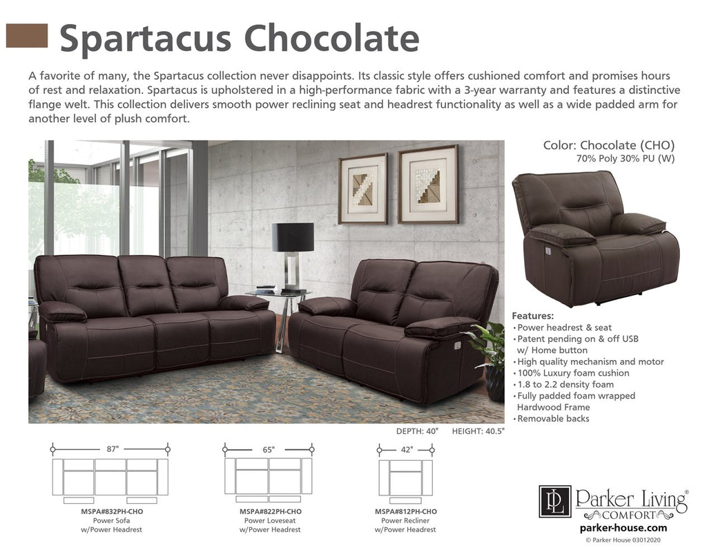 Model: MSPA#812PH-CHO | Parker House Spartacus - Chocolate Power Recliner
