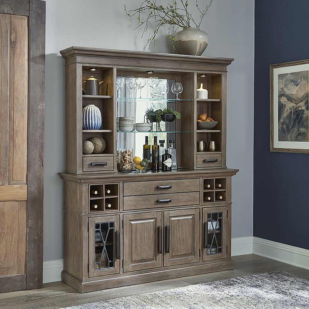 Parker House Sundance - Sandstone 2pc 66 In. Buffet / Bar Display Hutch With Quartz Insert Dining
