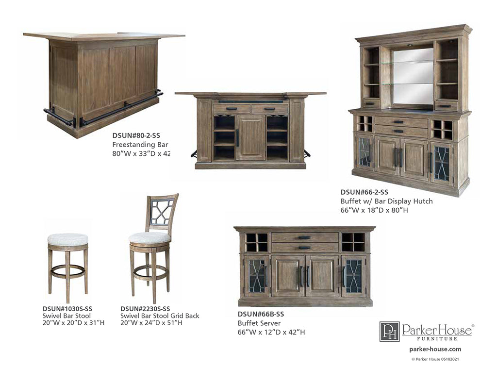 Model: DSUN#1030S-SS | Parker House Sundance Dining - Sandstone Swivel Bar Stool Dining