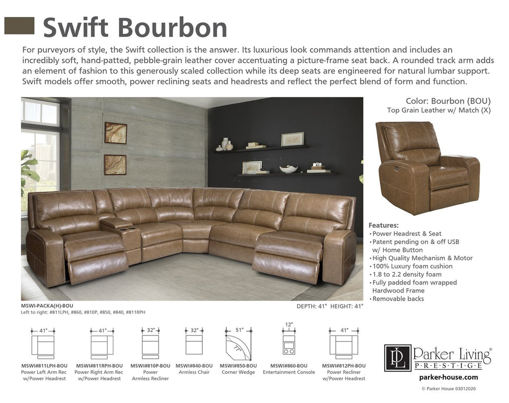 Model: MSWI-PACKA(H)-BOU | Parker House Swift - Bourbon 6pc Package A (811lph, 810p, 850, 840, 860, 811rph)