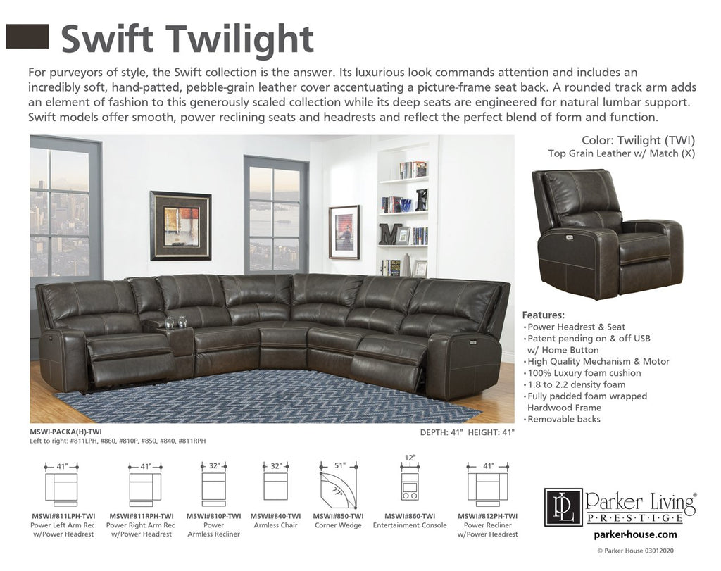 Model: MSWI-PACKA(H)-TWI | Parker House Swift - Twilight 6pc Package A (811lph, 810p, 850, 840, 860, 811rph)
