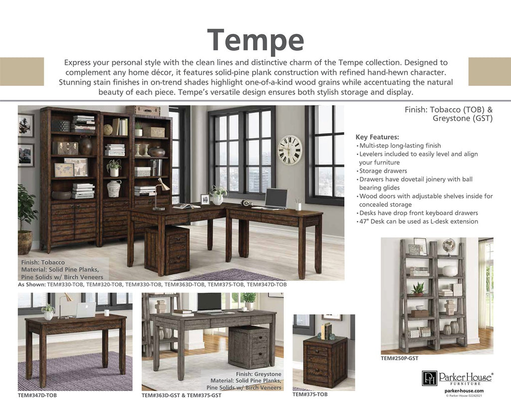 Model: TEM#347D-GST | Parker House Tempe - Grey Stone 47 In. Writing Desk