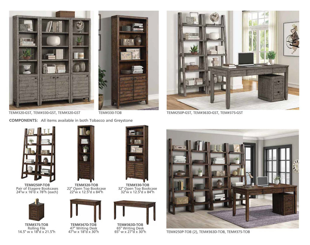 Model: TEM#347D-GST | Parker House Tempe - Grey Stone 47 In. Writing Desk