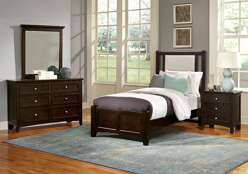 Vaughan-Bassett Twin Upholstered Bed 3/3 - Linen