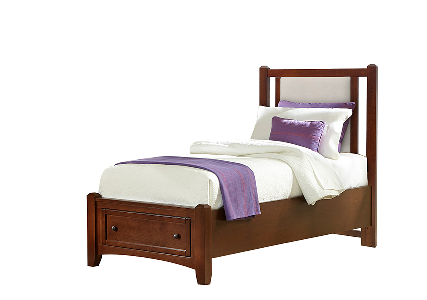 Vaughan-Bassett Twin Upholstered Storage Bed 3/3 - Linen