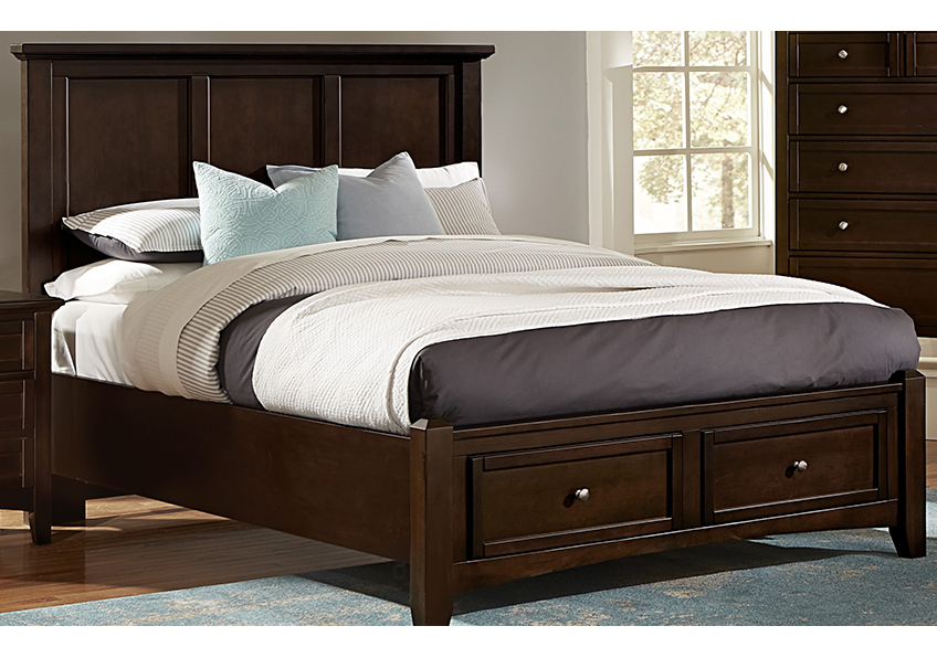 Vaughan-Bassett Full, Queen, & King Mansion Storage Bed - Merlo Finish
