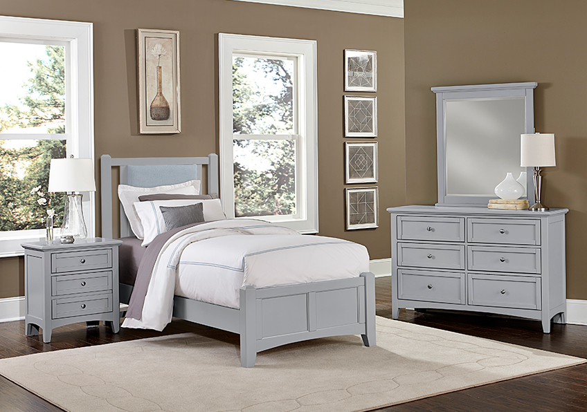 Vaughan-Bassett Twin Upholstered Bed 3/3 - Blue