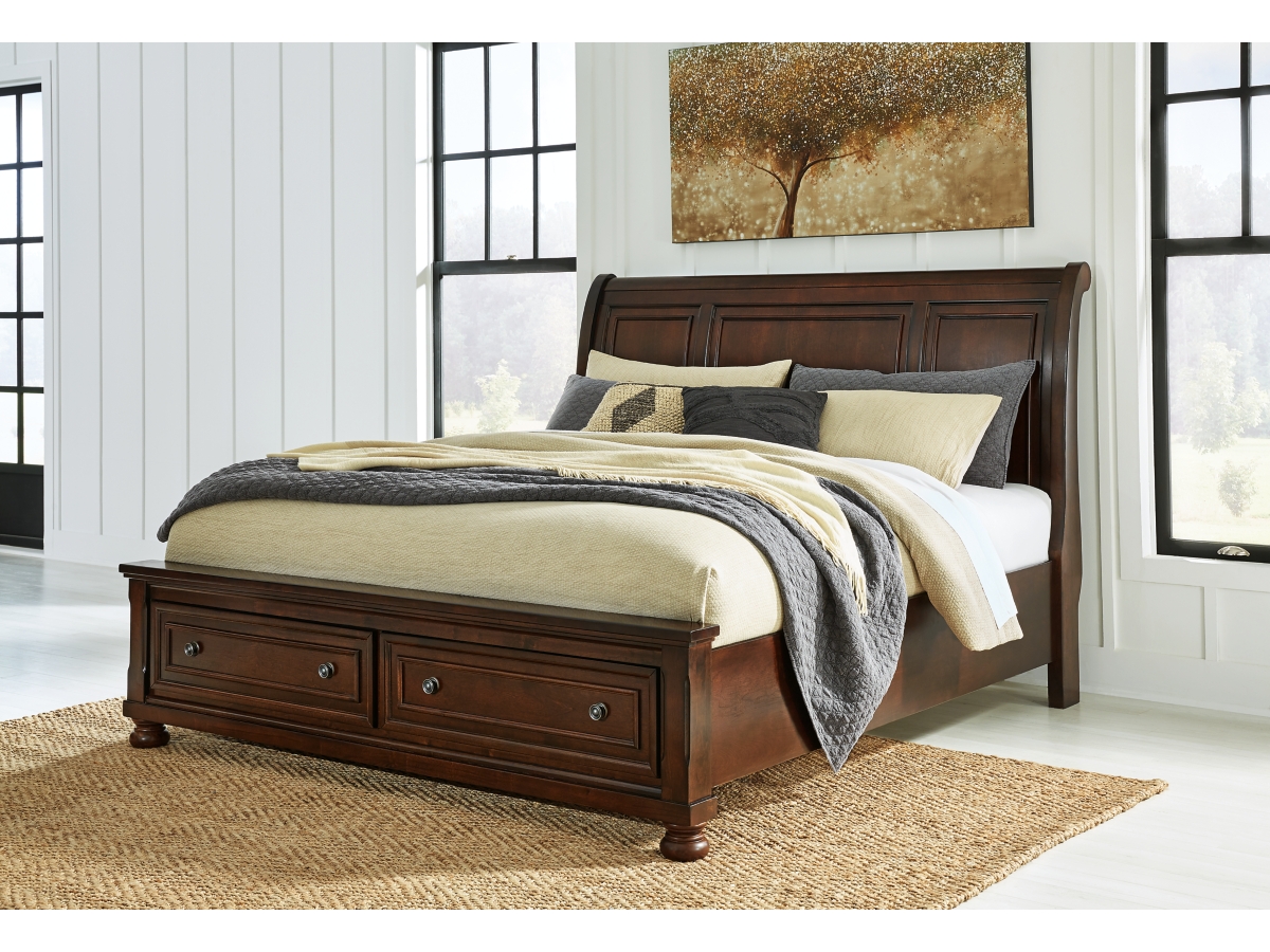 Millennium by Ashley Robbinsdale Full Sleigh Bed with 2 Storage Drawers - California King