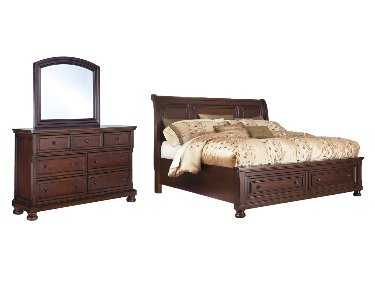 Millennium by Ashley Porter Queen Sleigh Bed with Mirrored Dresser - Queen