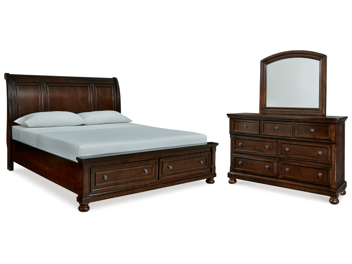 Millennium by Ashley Porter Queen Sleigh Bed with Mirrored Dresser - King