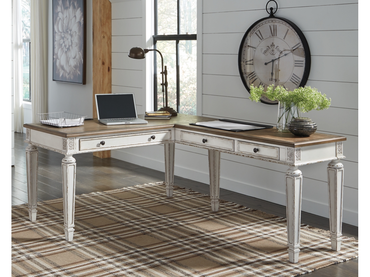 Signature Design by Ashley Realyn 60" L-Shaped Home Office Desk with USB Charging