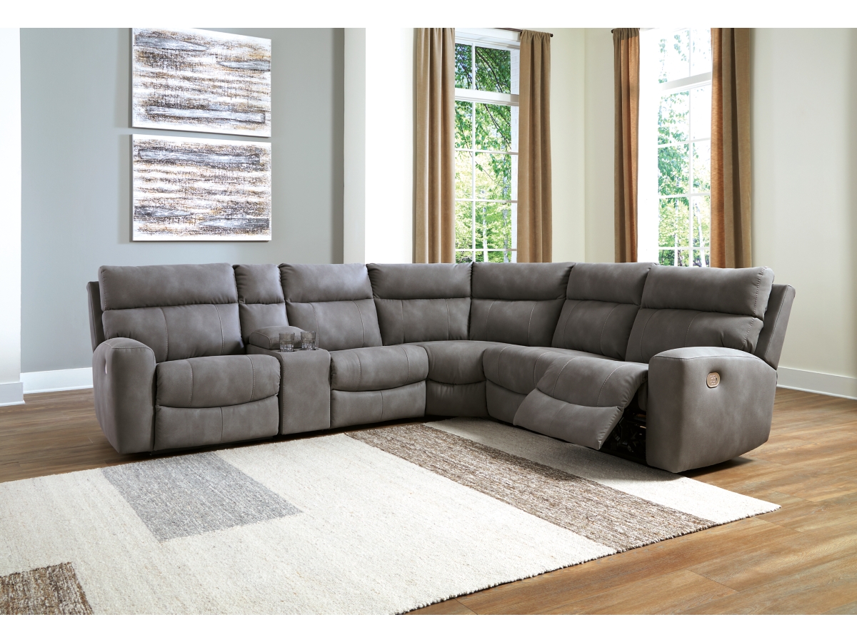 Signature Design by Ashley Next-Gen DuraPella Performance Fabric 6-Piece Dual Power Reclining Modular Sectional with Console