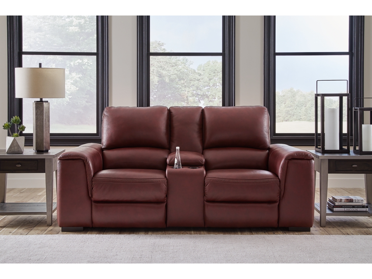 Signature Design by Ashley Alessandro Dual Power Leather Reclining Loveseat with Console