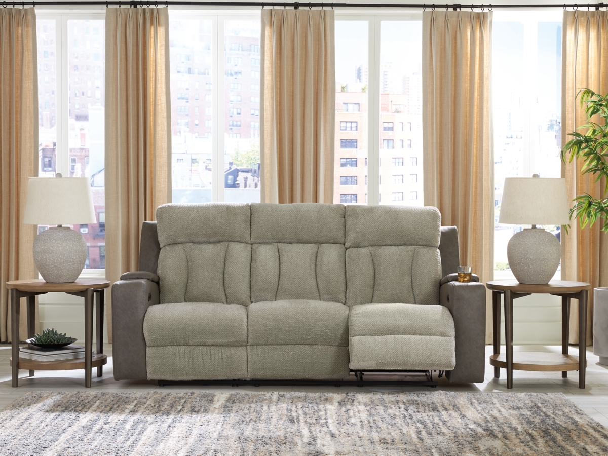 Signature Design by Ashley Stately Check Dual Power Reclining Sofa