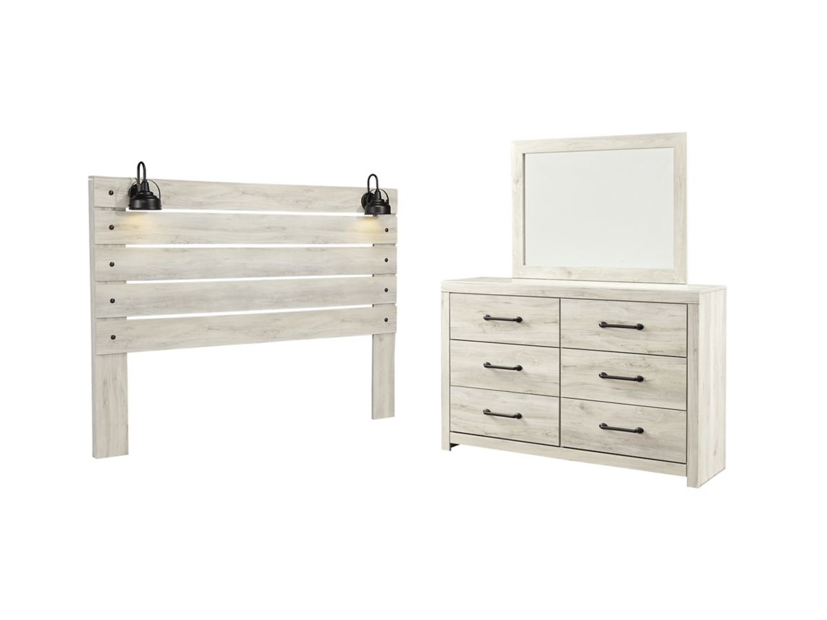 Signature Design by Ashley Cambeck Queen Panel Headboard Bed with Mirrored Dresser - King